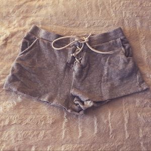 Heather grey lace up shorts